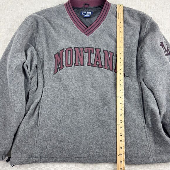 VTG Montana University Men's Cable Sportswear Side Zip Lined Fleece Pullover - Picture 13 of 16